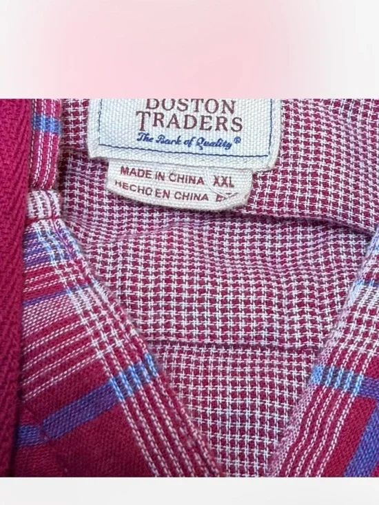 Boston Traders- Magenta Hooded Plaid Button-Up Hoodie Shirt XXL - Picture 4 of 6